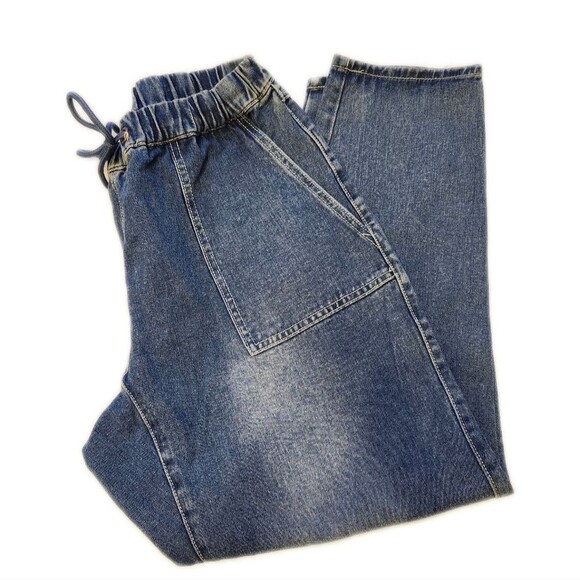 white birch Denim - White Birch elastic & drawstring waistband, 95% cotton denim jeans, 1XL